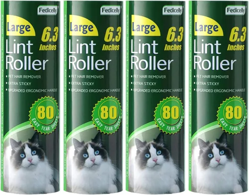 Vista 9 de Rodillos de pelusas para el suelo, extra pegajosos con mango largo retráctil, removedor de pelo grande para gatos y perros, ropa de lavandería