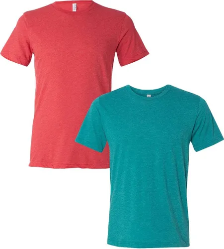 Vista 128 de Bella Canvas 3413c para hombre (1) Triblend verde + (1) Triblend rojo