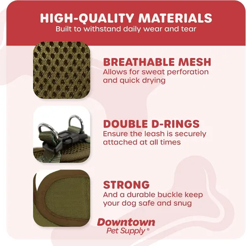 Vista 25 de Downtown Pet Supply Arnés para perro Step-in – Sin tirones, malla acolchada ajustable con ribete reflectante, correa de hebilla segura – Arnés