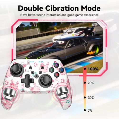 Vista 7 de Controlador inalámbrico para Nintendo SwitchLiteSwitch OLED, Gaming Pro Controller PC compatible con Wake-Up, Gamepad inalámbrico con giroscopio
