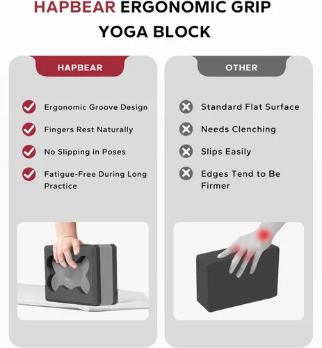 Vista 3 de HAPBEAR Yoga Blocks 2 Pack - 9x6x3in High-Density EVA Foam with Non-Slip Textured Surface, Supportive for Deep Stretching & Lightweight - Ideal for