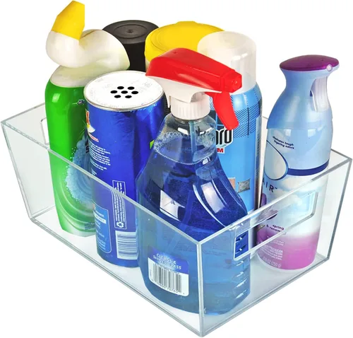 Vista 7 de Azar Displays 556237 - Organizador grande de plástico transparente con asa, almacenamiento de despensa, organizador de cocina y refrigerador