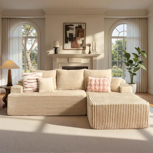 Vista 32 de ovios Sofá seccional Cloud de 96 pulgadas con chaise en forma de L, sofá modular moderno con asiento profundo, sofás tapizados para sala de estar