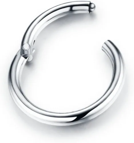 Vista 2 de Juego de 8 aretes de aro de acero inoxidable quirúrgico para dormir cartílago Daith pequeños aretes de aro pequeños de plata para septum