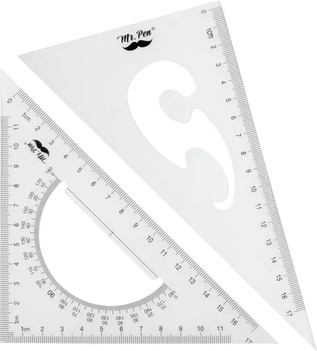 Vista 8 de Mr. Pen Regla triangular, transportador, juego de matemáticas, paquete de 3, regla cuadrada Transportador para geometría