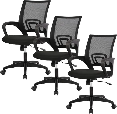 Vista 22 de BestOffice Silla de Oficina Ergonómica Silla Giratoria de Escritorio de Respaldo Medio Respaldo y Soporte Lumbar Transpirable Altura Negro