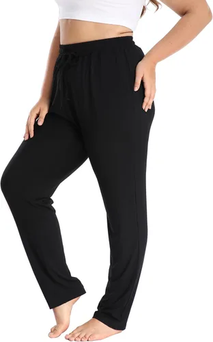 Vista 6 de Cheapestbuy Pantalones de descanso cómodos para mujer, talla grande, pantalones de yoga activos, pantalones de entrenamiento elásticos con bolsillos