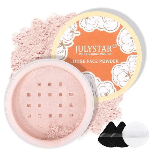 Vista 9 de Polvo de cara suelta de ajuste rosa, control de aceite minimiza los poros, maquillaje suelto para hornear cara, polvo fijador de maquillaje, acabado