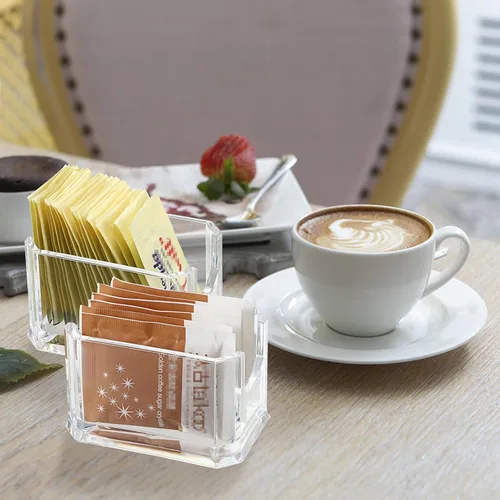 Vista 3 de ELLDOO Juego de 4 soportes para paquetes de azúcar, azucarero acrílico para restaurante, organizador de bolsas de té, soporte para paquetes