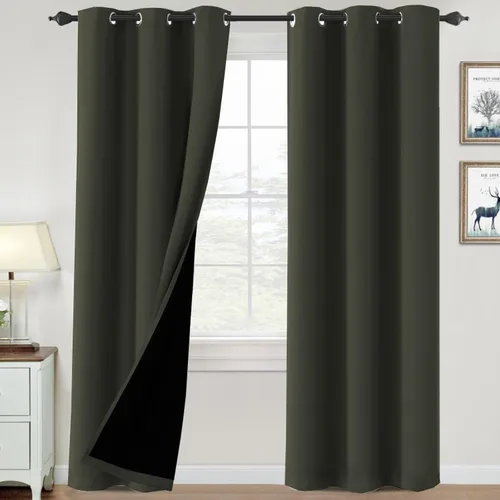 Vista 75 de H.VERSAILTEX Cortinas 100% de opacidad para dormitorio, con aislamiento térmico, cortinas opacas de 63 pulgadas de largo, cortinas de bloqueo