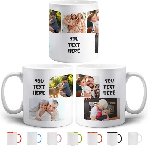 Vista 8 de Taza de café personalizada con texto fotográfico, 4 fotos collage, taza de café personalizada, regalos personalizados para cumpleaños, Navidad, taza