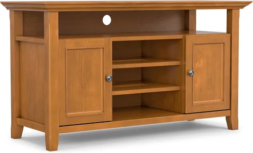 Vista 22 de SIMPLIHOME Amherst - Soporte de TV de transición de madera maciza de 72 pulgadas de ancho, estilo rústico marrón envejecido, para televisores