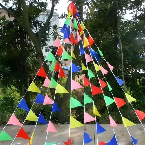 Vista 2 de Banderín multicolor (100 pies) para decoración de fiestas