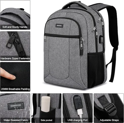 Vista 4 de Mochila de viaje para laptop para hombres y mujeres, mochilas escolares para adolescentes y niñas, mochila resistente al agua para laptop de 15.6
