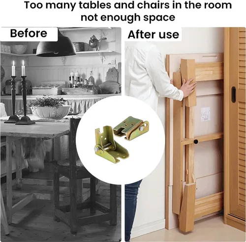 Vista 5 de 4 piezas de soporte plegable, accesorios de patas de bisagra de autobloqueo, utilizados para cama multifuncional con bisagras, mesa plegable