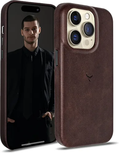Vista 21 de Funda de piel auténtica, funda de piel antiarañazos de grano completo encerada con aceite, compatible con iPhone 12 Pro Max, a prueba de golpes