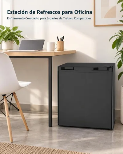 Vista 7 de COWSAR Mini refrigerador de 2.6 pies cúbicos con congelador, refrigerador compacto independiente con puerta reversible y termostato de 7 Negro