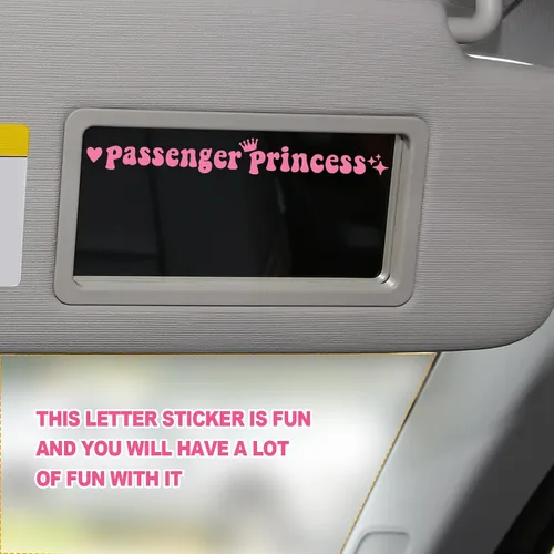 Vista 6 de Calcomanía de princesa pasajera, divertida calcomanía de vinilo para automóvil, accesorios de automóvil de princesa para pasajeros, ventana trasera