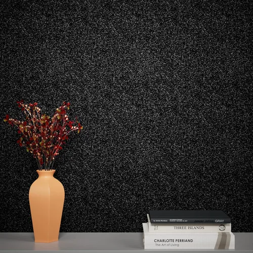 Vista 7 de Stickyart Papel tapiz negro con purpurina de 15.8 x 275.6 pulgadas, papel tapiz autoadhesivo de tela con purpurina extraíble, papel de contacto