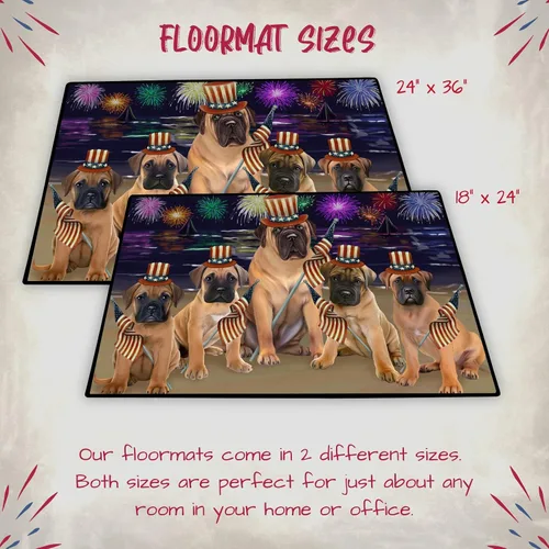 Vista 6 de Doggie of the Day Bullmastiff Dogs Floor Mat - 4th of July Independence Day - Best Dog Doormat - Protector Decor - Unique Portrait Art - Premium