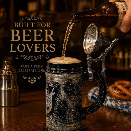 Vista 8 de Essence of Europe Gifts OktoberfestHaus - Taza de cerveza alemana de Adler (águila) de 0.6 litros, jarras de cerveza para hombre, cerveza