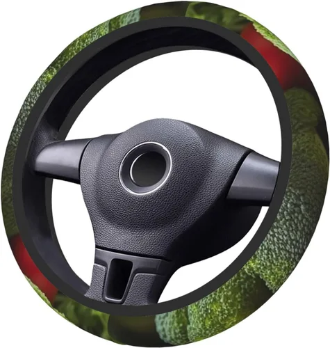 Vista 4 de Nutritious - Funda para volante con estampado de verduras, suave, antideslizante, funda elástica para volante de automóvil, protector universal