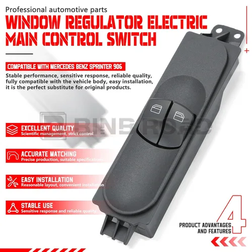 Vista 4 de 9065451513 Interruptor de elevalunas eléctrico del lado del conductor, interruptor de control maestro eléctrico compatible con Mercedes Benz