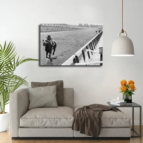 Vista 4 de VAKUUM Póster de Secretariat Wins at Belmont - Lienzo decorativo para pared, impresión de imágenes HD, arte moderno, oficina, sala de estar