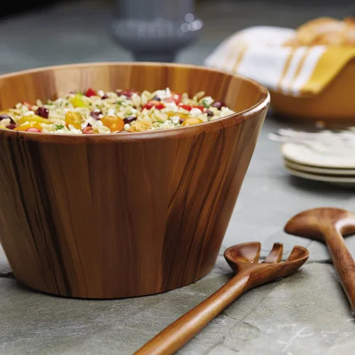 Vista 2 de Anolon Pantryware - Juego de 3 piezas para ensalada de madera de teca