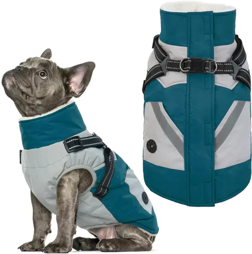 Vista 10 de IECOii Abrigos para perros pequeños, arnés de invierno con cremallera, color verde, talla XS, cálido abrigo de invierno para perros pequeños