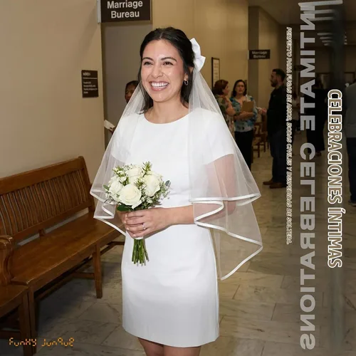 Vista 7 de Funky Junque Velo de novia con lazo, velo blanco para despedida de soltera para boda, despedida de soltera y regalos de compromiso Arco de satén