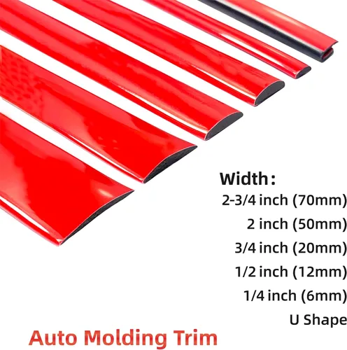 Vista 9 de 16 pies de sólido rojo para coche y moto autoadhesivo recortar exterior e interior Universal salpicadero parachoques ventana puerta lateral