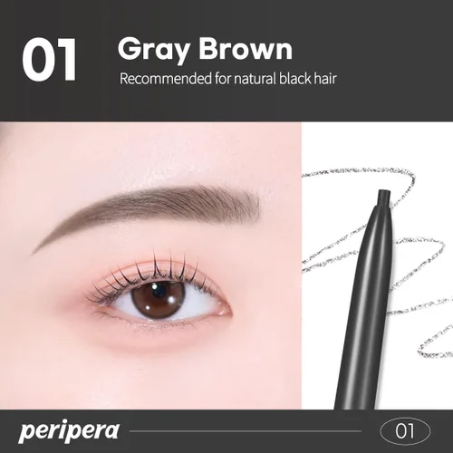 Vista 5 de PERIPERA Speedy Skinny Brow (01 Gris Marrón), Lápiz de Cejas Preciso de 1.5mm de Grosor, Punta Fina de Doble Cara, Define y Relleno de Cejas