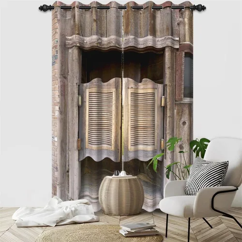 Vista 102 de Cortinas rústicas para ventana de puerta de granero, puerta de madera gris, puerta de garaje, tratamiento de ventana para sala de estar, dormitorio