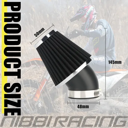 Vista 4 de Carburador NIBBI PE17 con filtros de aire de 48 mm, kit de carburador de 17 mm - Compatible con Dirt Bike Pit Bike Apollo TaoTao Lifan Kayo SSR