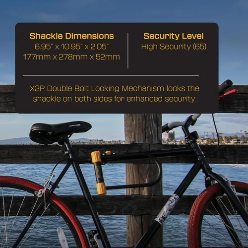 Vista 5 de OnGuard Bulldog STD Bike U-Lock - Grillete de acero endurecido de 0.512 in (115 × 9.055 in) - Tornillo doble X2P, núcleo de cilindro Z, 5 llaves