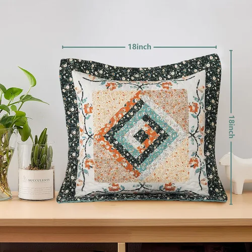 Vista 2 de BEDIFANY 2 fundas de almohada florales con relleno de algodón, fundas de cojín decorativas neutrales para sofá, dormitorio, sala de estar