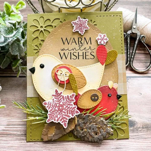 Vista 5 de Festive Birds - Plantillas de corte de metal para manualidades, tarjetas de invitación, álbum de recortes, papel decorativo de relieve, para hacer
