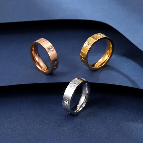 Vista 6 de 3PCS Love Friendship Rings for Women Girl 18K Gold Silver Rose Plated Cubic Zirconia Titanium Steel Promise Ring Wedding Band Jewelry Birthday Gifts