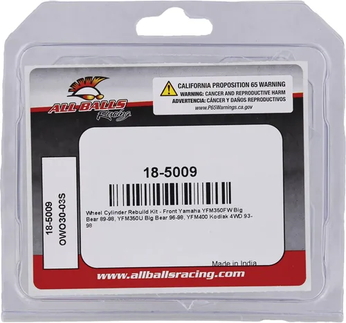 Vista 4 de All Balls Kit de reconstrucción de cilindro de rueda delantero 18-5009 compatible con/reemplazo para Yamaha YFM350FW Big Bear 1989-1998, YFM350U Big