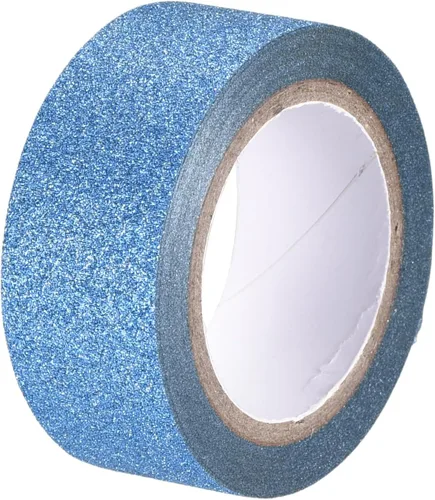 Vista 3 de MECCANIXITY Cinta de purpurina de 0.6 pulgadas x 16.4 pies, cinta adhesiva decorativa para manualidades, color azul, 0.6 in x 16.4 ft para álbumes