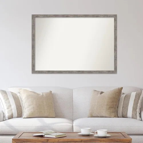 Vista 541 de Amanti Art Silver Bathroom Mirror for Over Sink, 26x35 Custom Made Marred Pewter Rectangle Vanity Mirror, Large Casual Wood Frame, Hangs Horizonally