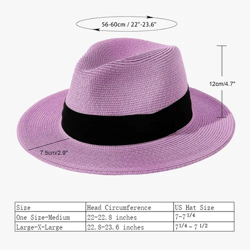 Vista 37 de Lanzom - Sombrero de paja playero para mujer, de ala ancha, plegable, estilo Fedora, UPF50+