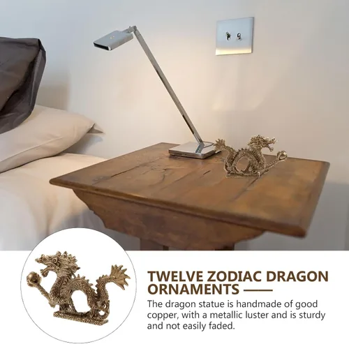 Vista 8 de Beavorty Estatua de dragón chino Feng Shui, escultura de dragón dorado, figuras reales del zodiaco 2023, escultura de año nuevo, adornos de mesa