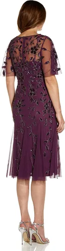 Vista 2 de Adrianna Papell Elegante vestido midi con cuentas para mujer