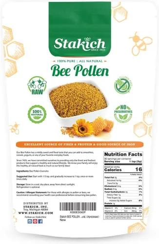 Vista 2 de Stakich gránulos de polen de abeja - 100% puro, natural, sin procesar, 16 onza, 1