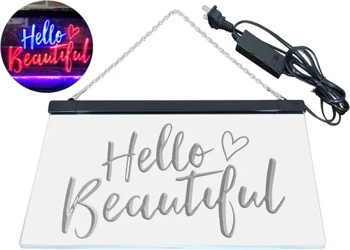 Vista 8 de ADVPRO Hello Beautiful Battling Cancers Support - Letrero de neón LED de doble color, azul y rojo, 12 x 8.5 pulgadas, st6s32-i1177-br azul y Red