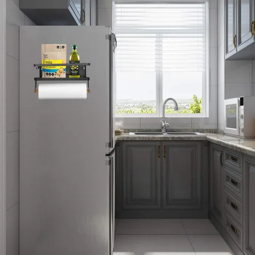 Vista 7 de Organizador magnético de especias de un solo nivel, estante de almacenamiento de especias para refrigerador, fácil de instalar, el lado