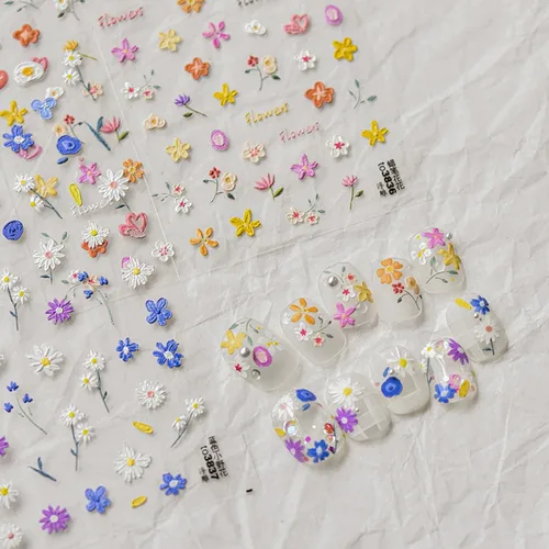 Vista 58 de 5 hojas de calcomanías de arte de uñas de mariposa, 3D coloridas mariposas, suministros de arte de uñas, mariposas, flores, calcomanías Con