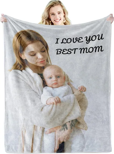 Vista 13 de Youltar Regalos personalizados para el día de la madre para mamá, manta de fotos personalizada de hija e hijo, 6 collages de fotos de 30 x 40